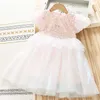 Deslumbrante garotas coreanas verão lantejoulas tutu vestido para princesa crianças festa de aniversário bling vestuário 210529