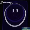 JUWANG Bridal Jewelry Sets For Brides Cubic Zirconia Crystal Simplicity Earrings And Necklace Jewelry Sets Gift Factory price expert design Quality Latest