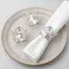 6/12 pièces or argent métal ronds de serviette nœud boucles porte-serviette pour el fête de mariage Banquet Table décor 210706