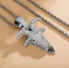 14K Iced Out GOAT HEAD Pendant Necklace with 24inch Rope Chain Men Women Diamond Cubic Zirconia Gold Silver Hiphop Jewelry