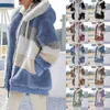 Femmes Manteau Cachemire Veste D'hiver Dames Casual Couture Plaid Vêtements À Capuche Zipper Drop 211029