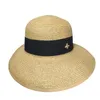 INS été femmes chapeau de paille mode Protection solaire chapeaux de plage personnalité large bord chapeaux avec ruban 2093995