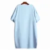 [EAM] Women Blue Big Size Lace Midi Dress Round Neck Short Lantern Sleeve Loose Fit Fashion Spring Summer 1DD7481 21512