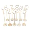 Decorazione per feste LanLan 20 pezzi Numeri da tavolo in legno con supporto base rotonda Moda semplici segni Ornamenti Compleanno Banchetto Decor25