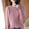 Женские свитеры 2022 женщины 100% шерсть кашемировой свитер о-шеи вязаный большой размер твист базовая рубашка осень зима густая теплая свободная пуловер блузка