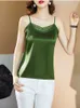 Sommar Koreanska Mode Chiffong Tank Top Women Office Lady Spaghetti Strap Lace Plus Storlek XXXL / 5XL Kläder för 210531