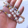 Messing echte barocke Perlen Perlen Halskette OL Designer T Show Runway Kleid Sweety Boho INS erstaunlicher Schmuck KEIN Farbtropfen