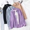 HSA Blouse Vrouwen Wit Lange Mouwen Spring Spring Chemise Femme Twill Blusas Mujer Paars Candy Color Solid Oversized Shirts 210430