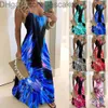 24 Kolory Kobiety Maxi Casual Sundress Kobieta Sexy Suspendender Backless Tie Dye Kolorowe Drukowane Damskie Damskie Długie Suknie Plus Rozmiary