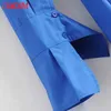 Tangada Fashion Women Solid Blue Shirt Dress Plus Long Sleeve Ladies Turn Down Collar Tunic Mini Dress Vestidos 5D46 210609