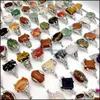 Band Ringar Smycken Mode 30 stycken / Lot Rainbow Natural Gemstone Ring Mix Style Designs Womens Present Drop Leverans 2021 S1xhm