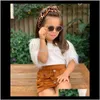 Sets Baby Clothing Baby Kids Maternityfashion Toddler Kid Outfits Feather Sleeve Round Neck T Shirt Tops Brown Buttons Skirt Girls Clothes