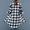 Maniche lunghe Autunno Inverno Ispessimento Più velluto Camicia a reticolo bianco nero Donna allentata casual da donna Top 669H 210420