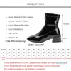 Vente en gros - Bottes 2021 Printemps / Automne Femmes Cheville Talon Moyen Bout Carré Fermeture À Glissière Solide Casual Chaussures De Mode Noir Chaud Court