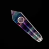 9-11cm Natural Colourful Flourite Carving Stick Pipe Gift Reiki Mineral Stone Healing Quartz Crystal Pipes For Smoking Energy Meditation