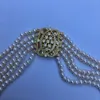 ハンドノット5 rows天然5-6mm白い丸い淡水真珠気質マイクロインレイジルコンネックレス45-60cm