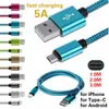 Super Long 3M / 10FT Szybkie kable ładujące Szybka ładowarka Przewód zasilający Szybki ładunek dla iPhone / Android / Type-C / Micro USB Kabel z synchronizacją danych Złącza portów USB