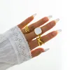 Kluster ringar 3pcs / set mode metall smycken silver guld för kvinnor punk parti rostfritt stål ring set rem kvadratisk formfinger