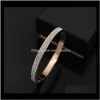 Charm Jewelrybrand Bijoux Rivet 316 L Titanium Stainless Steel Full Crystal Bangles Bracelets Fashion Jewelry For Women And Men Drop Delivery