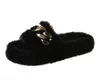 Damen Pl￼sch Hausschuhe Goldkette flauschige Flip Flops Kunstpelz Pantofole