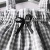 Summer baby Cotton Girl Grid Suspender top+Pants +Headband Three-piece children's Jumpsuit 210417