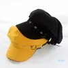 Berets Yellow Black White Fisherman Hat Sunscreen Unisex Bucket Cap Stripe Round Octagonal Solid Color Women Girl