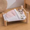 Shuangmao Pet Cat Łóżko Wymienny Sleeping Bag Hammock S na Lounger Drewniane Koty Dom Zimowe Ciepłe Zwierzęta Małe Psy Sofa Mata 211006