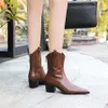 Women Ankle Boots Ladies Shoes ZIP Mid Calf Boots Pointed Toe Soft PU Leather Long Boot Footwear Woman Fashion Autumn Winter