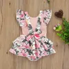 0-18 M Estate nata Neonata Vestiti Set Abiti per neonati T-shirt con fiocco lavorato a maglia Ruffles Pantaloncini Tuta Costumi 210515