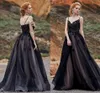 Hot Spaghetti Straps Black Wedding Dress with Color Lace Applique A-line Bridal Dresses vestido de fiesta largos de gala 2022