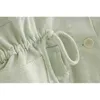Kobieta sukienka Wasit sznurka z kieszeniami Dżinsowa sukienka Pojedyncza breloczki z długim rękawem Mini Sukienka Vestido de Mujer 210415