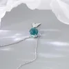 Hanger kettingen blauw kristal vis staart ketting voor vrouwen koreaanse mode-sieraden collares sleutelbeen ketting verjaardag meisjes cadeau M4
