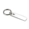 Keychains 100% Stainless Steel Rectangle Hollow Heart Keychain Blank For Engrave Metal Key Chain Mirror Polished 10pcs