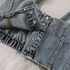 Korean style single-breasted short slim denim camisole female tops summer folds all-match vest Camis for women 210420