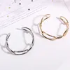 Braccialetti aperti cavi di moda per donna ragazza cerchio geometrico oro argento braccialetto colore polso semplici gioielli alla moda Q0719