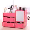 Wooden Storage Box With Mirror 26.5x14.5x19CM Jewelry Container Makeup Organizer Case Handmade DIY Assembly Cosmetic Organizer Wood