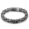 Bracelets porte-bonheur Vintage noir 8mm 8.66 pouces en acier inoxydable roi byzantin Bracelet chaîne pour garçon hommes cadeaux