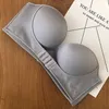 Reggiseni push up chiusura frontale donne sexy tinta unita senza spalline biancheria intima bralette lingerie senza cuciture reggiseno312I