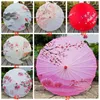 Chinese Traditional Craft Oil Paper Umbrella Wooden Handle Silk Cloth Umbrella Rainproof Dance Cos Umbrella Wedding Decoration LLA10709