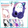 Nuovi auricolari per telefoni cellulari LED Cat Cuffie wireless Cuffie pieghevoli Bluetooth 5.0 con cancellazione del rumore Cuffie con microfono Supporto TF Card