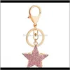 Keychains Fashion Aessories Drop Delivery 2021 Creative Crystal Five-Pointed Ring Rhinestone Star Car Key Chain Exquisite Charm Female Bag Ha