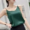 Koreanska Silk Halter Top Kvinnor Silk Camis Kvinnor V-Neck Satin Tank Toppar Elegant Kvinna Ärmlös Vit Topps Sexig Topp Plus Storlek XXXL 210623