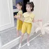 Meisjes kleding gestreept vest + korte kinderen voor boog outfits zomer meisje 210527