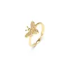 New Dign Iced Out Bling bee ring 18K Gold Plated Diamond Women bague bijoux