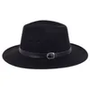 Mężczyźni Kobiety szerokie wełny Big Razem Fedoras Hat Spring Autumn Women Fedoras Top Hat With Belt Bugacz Jazz Caps Gorras Y1118714766816
