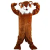 Halloween Brown Tiger Mascotte Kostuum Hoge Kwaliteit Personaliseer Cartoon Anime Thema Karakter Unisex Volwassenen Outfit Kerst Carnaval Fancy Dress