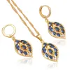 Boucles d'oreilles Collier Zircon Ensembles de Bijoux De Mode Ton Or Bleu Autrichien Santé Nickel Sans Plomb JS588A