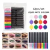 Kits d'eyeliner liquide mat, 12 couleurs/ensemble, fard à paupières imperméable, crayon pour les yeux, outils de maquillage cosmétique