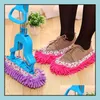 Annan hushållsorganisation Hem GardenFashion Lazy Mop Slipper Floor Washable Reusable Microfiber Candy Color Soft Clean Shoe ER LX1937 D