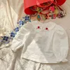 Camicetta per ragazze Primavera Abbigliamento per bambini Moda Cuore Stampa Camicie in cotone Cute Baby Girl Manica lunga Collare bambola Top 210413